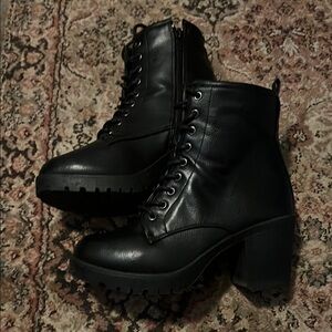 Black Leather Combat Boots